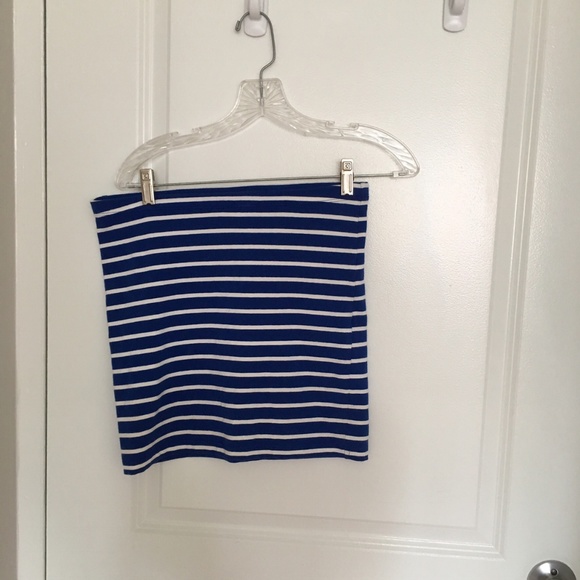 Forever 21 Blue and White Striped Bodycon Skirt - Picture 2 of 3